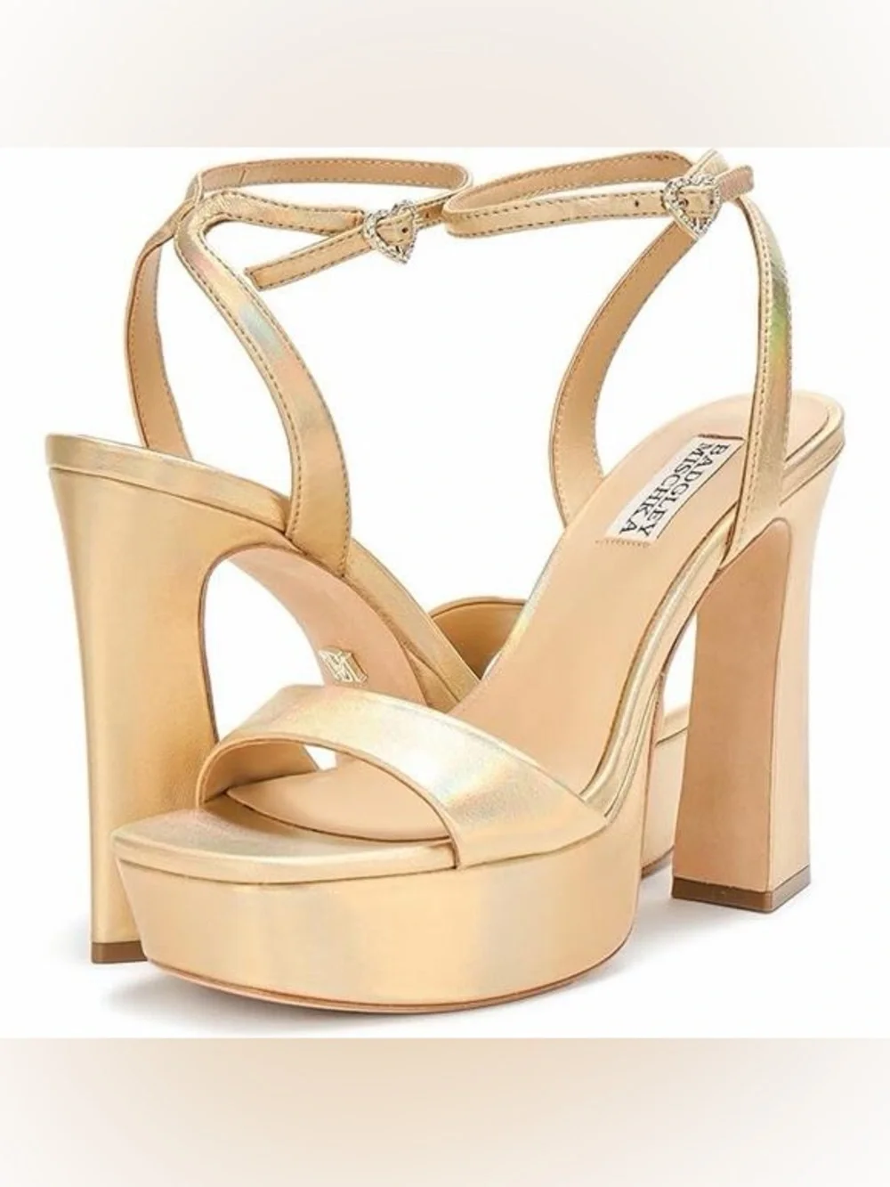 Badgley Mischka Gold Platform Sandal Block Heel